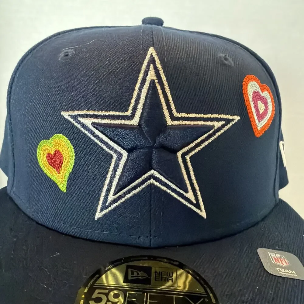 Dallas Cowboys Chain Stitch Heart New Era 59FIFTY Mens Size 7 Fitted Hat Cap